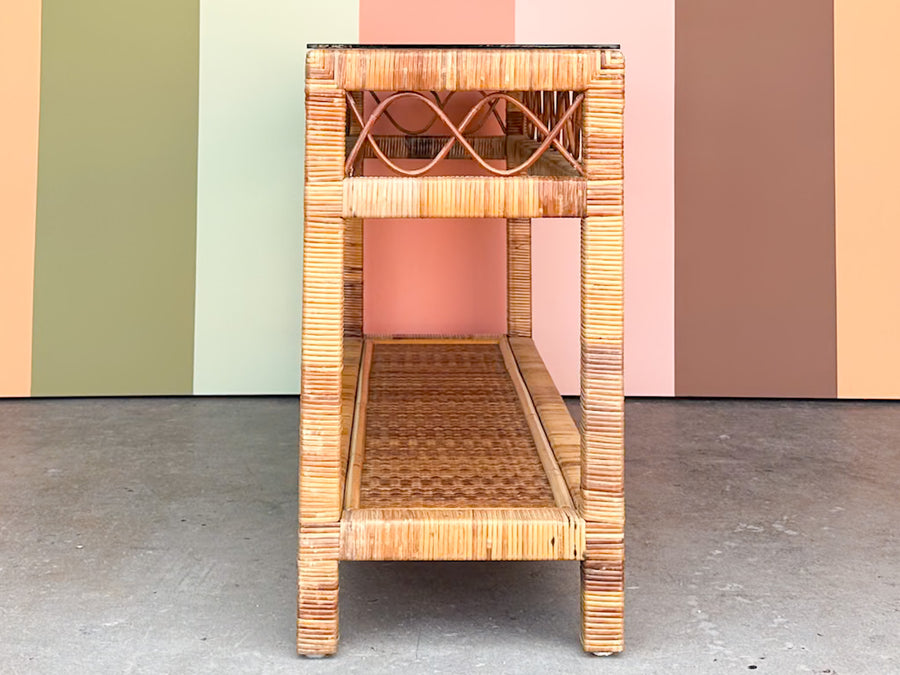 Coastal Rattan Wrapped Console
