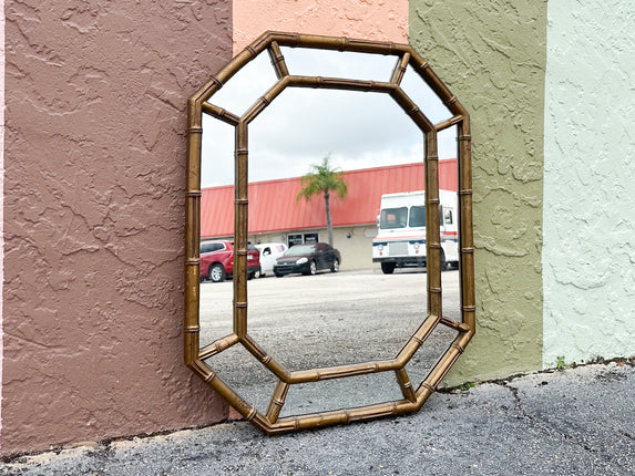 Faux Bamboo Octagon Mirror