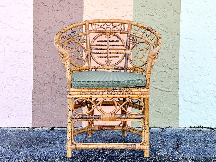 Fab Tortoiseshell Rattan Barrel Chair