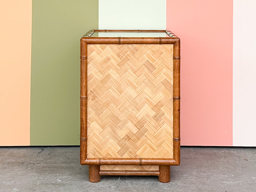 Old Florida Style Rattan Nightstand