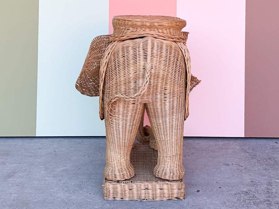 Large Wicker Elephant Garden Seat