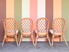 Set of Four Rattan Lattice Dining Chairs