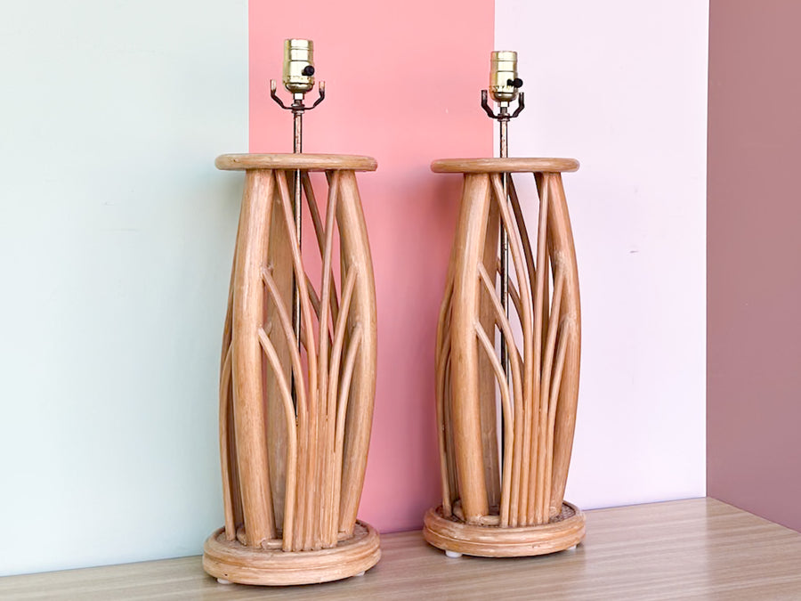 Pair of Island Style Rattan Lamps