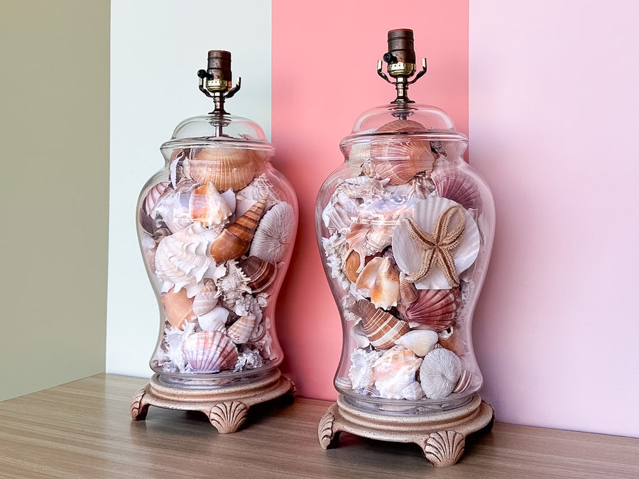 Pair of Old Florida Seashell Lamps