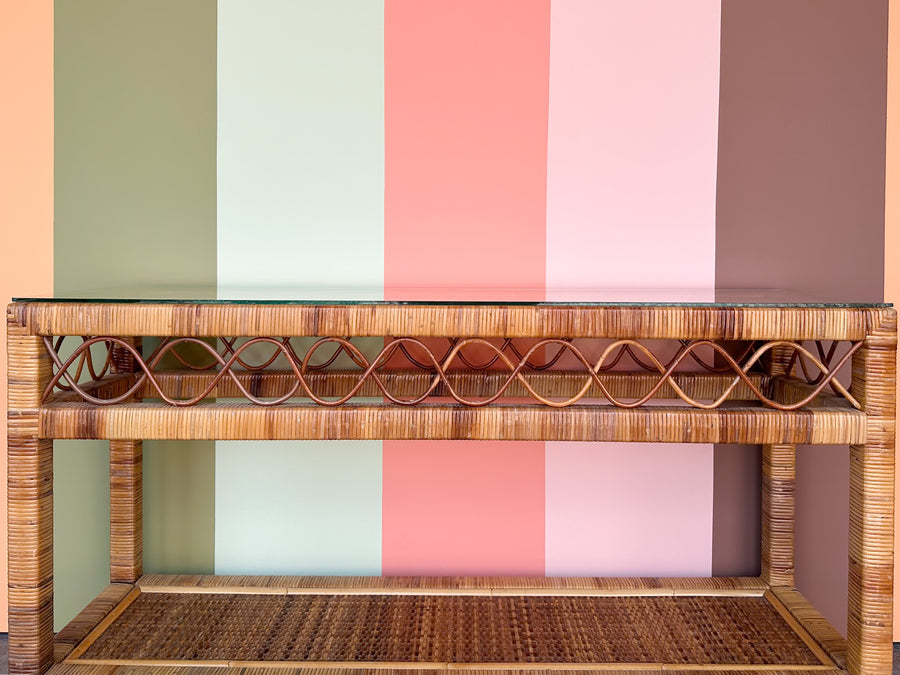 Coastal Rattan Wrapped Console