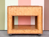 Parquet Rattan Nightstand on Casters