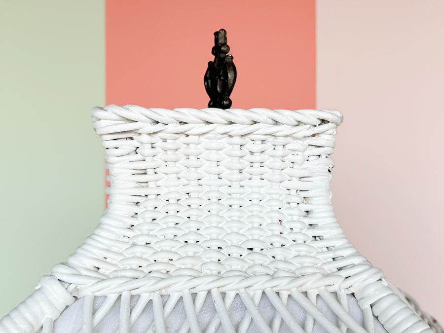 Pagoda Style Wicker Floor Lamp