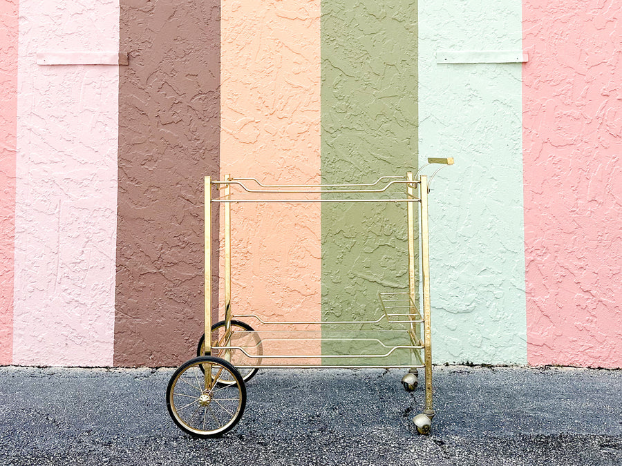 Hollywood Regency Style Metal Bar Cart