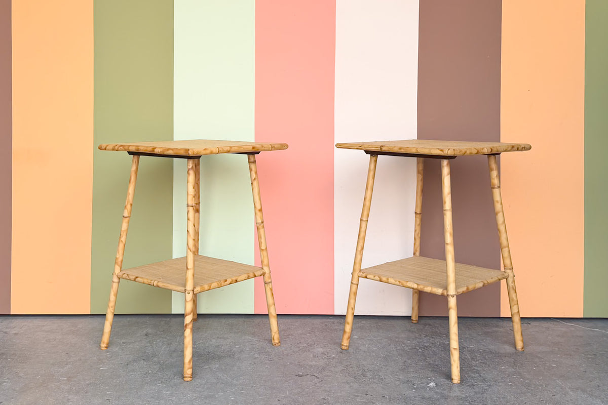 Pair of Island Style Rattan Side Tables