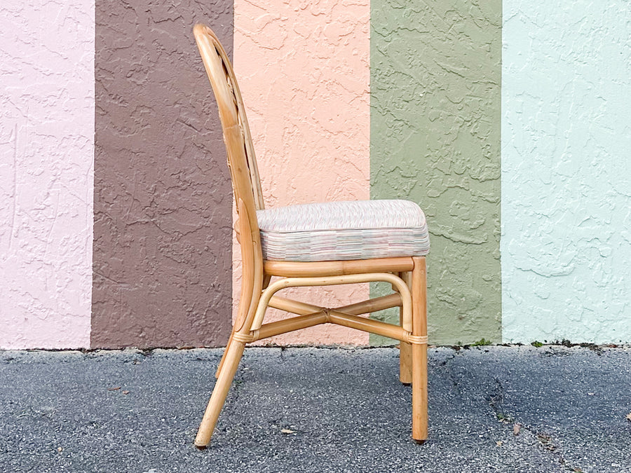 Set of Six Cute Coastal Rattan Dining Chairs