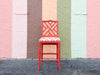 Set of Four Coral Chippendale Bar Stools