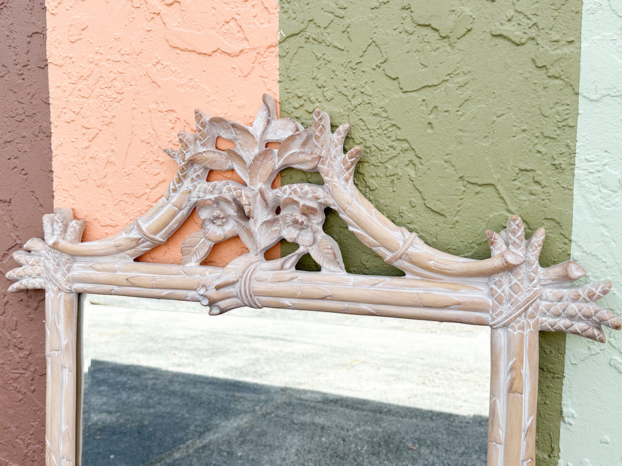 Elegant Carved Asparagus and Flower Mirror