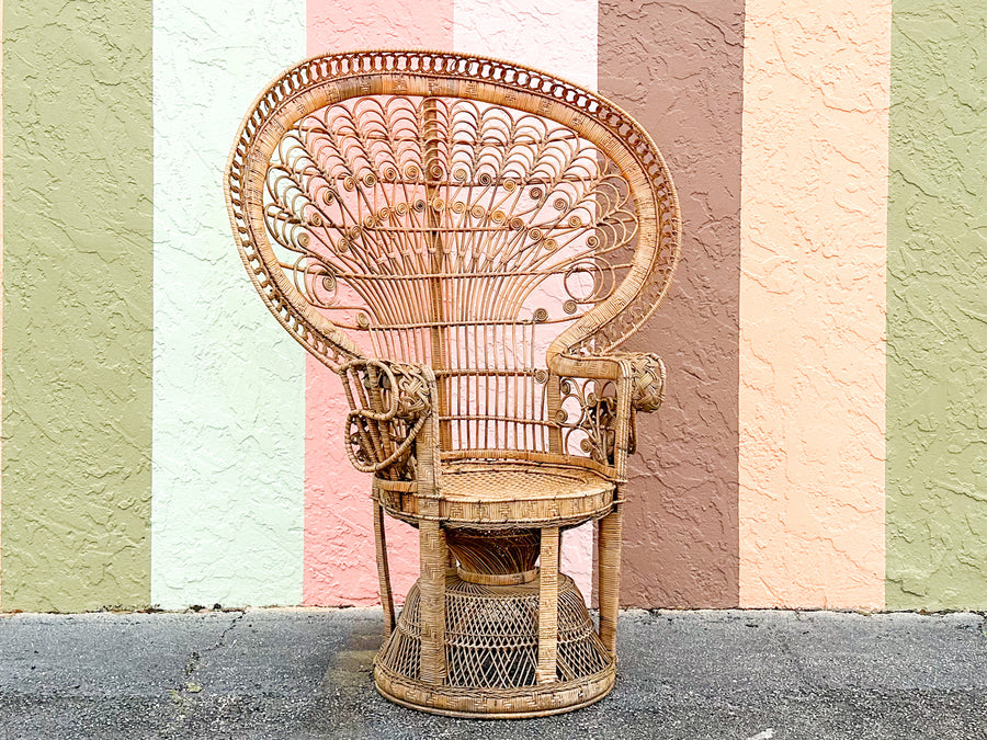 Natural Rattan Fiddlehead Peacock Chair