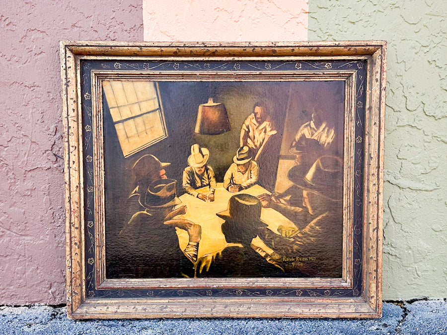 Ralph Keen Men Playing Cards Oil on Canvas
