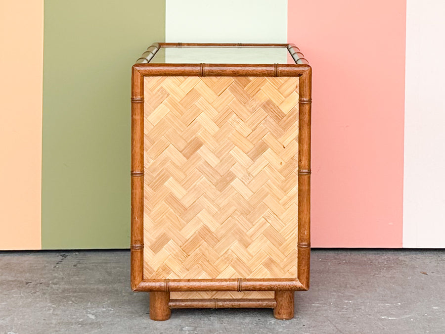 Old Florida Style Rattan Nightstand