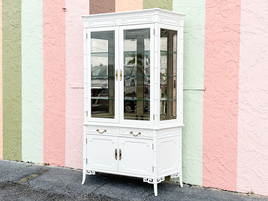 Newly Painted Faux Bamboo Greek Key Century Cabinet
