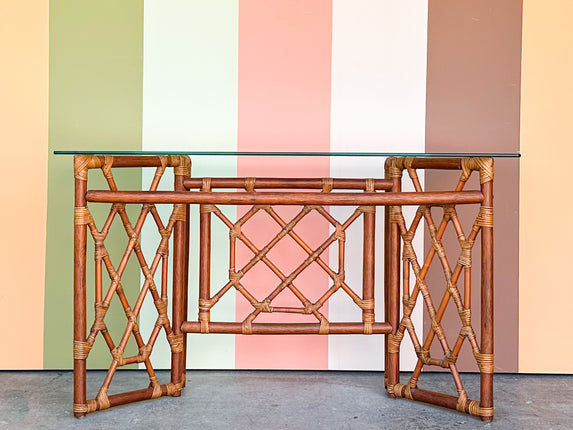 Rattan Chippendale Console
