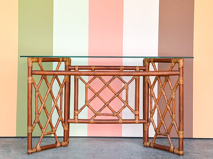 Rattan Chippendale Console
