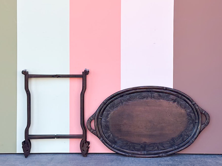 Kips Bay Show House Faux Bamboo Tray and Pedestal