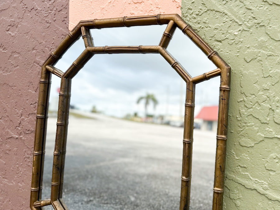 Faux Bamboo Octagon Mirror