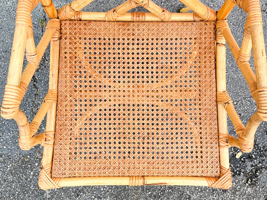 Italian Chippendale Rattan Arm Chair
