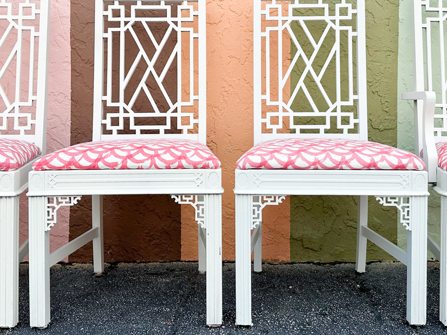 Set of Six Fretwork Dining Chairs