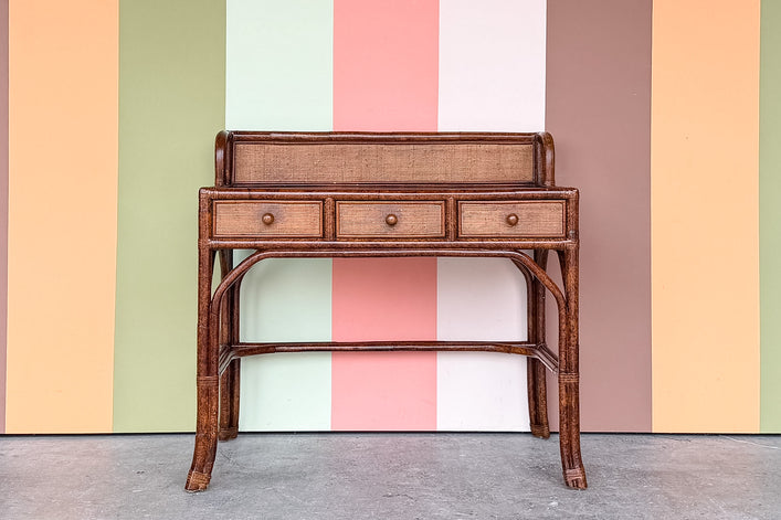 Tortoiseshell Rattan Writing Desk