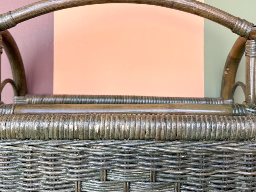 Green Rattan Magazine Rack