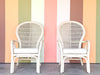 Pair of Whimsical Balloon Back Rattan Chairs