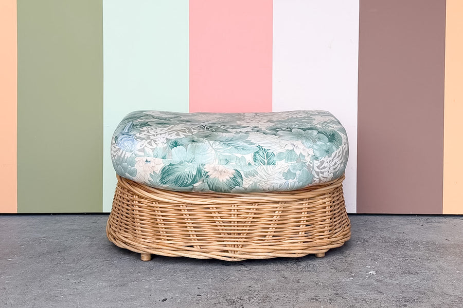 Braided Rattan Chair and Ottoman
