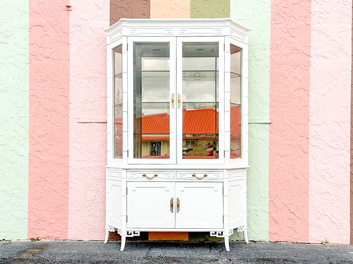 Newly Painted Faux Bamboo Greek Key Century Cabinet