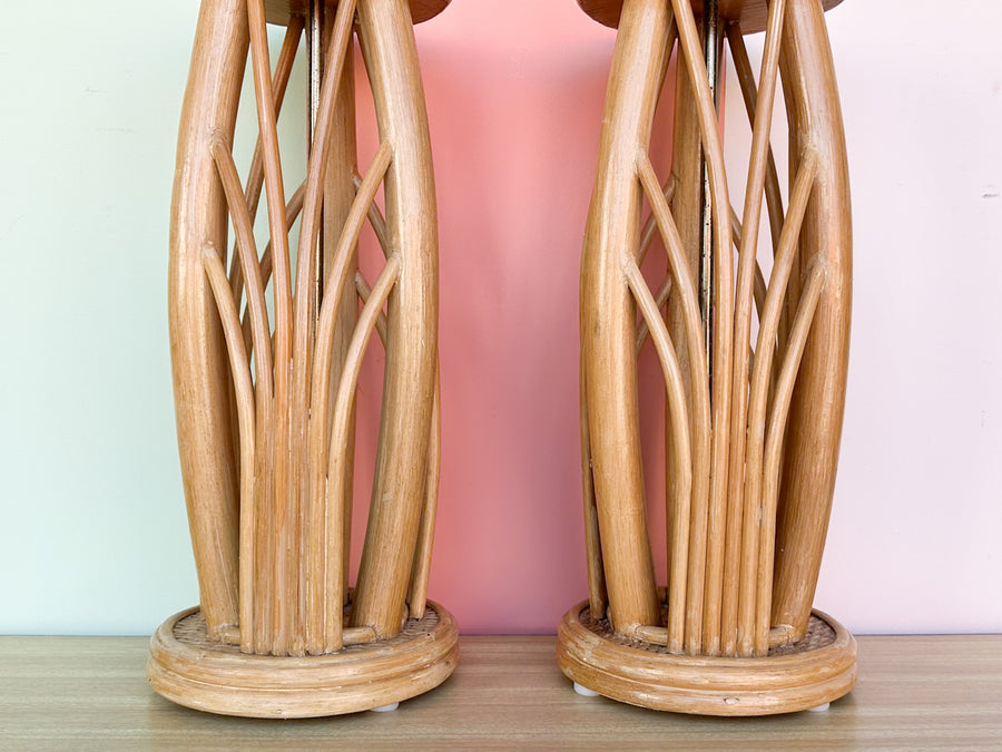 Pair of Island Style Rattan Lamps
