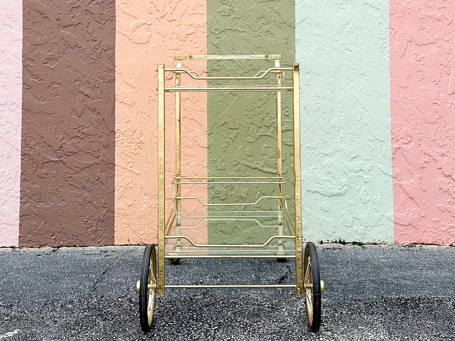Hollywood Regency Style Metal Bar Cart