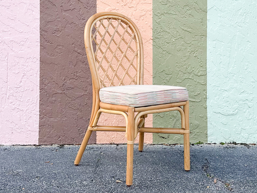 Set of Six Cute Coastal Rattan Dining Chairs