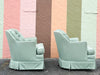 Pair of Seafoam Polka Dot Upholstered Chairs