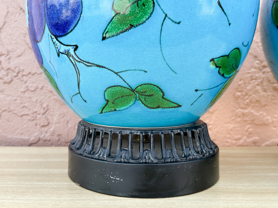 Pair of Flower Power Hand Painted Lamps