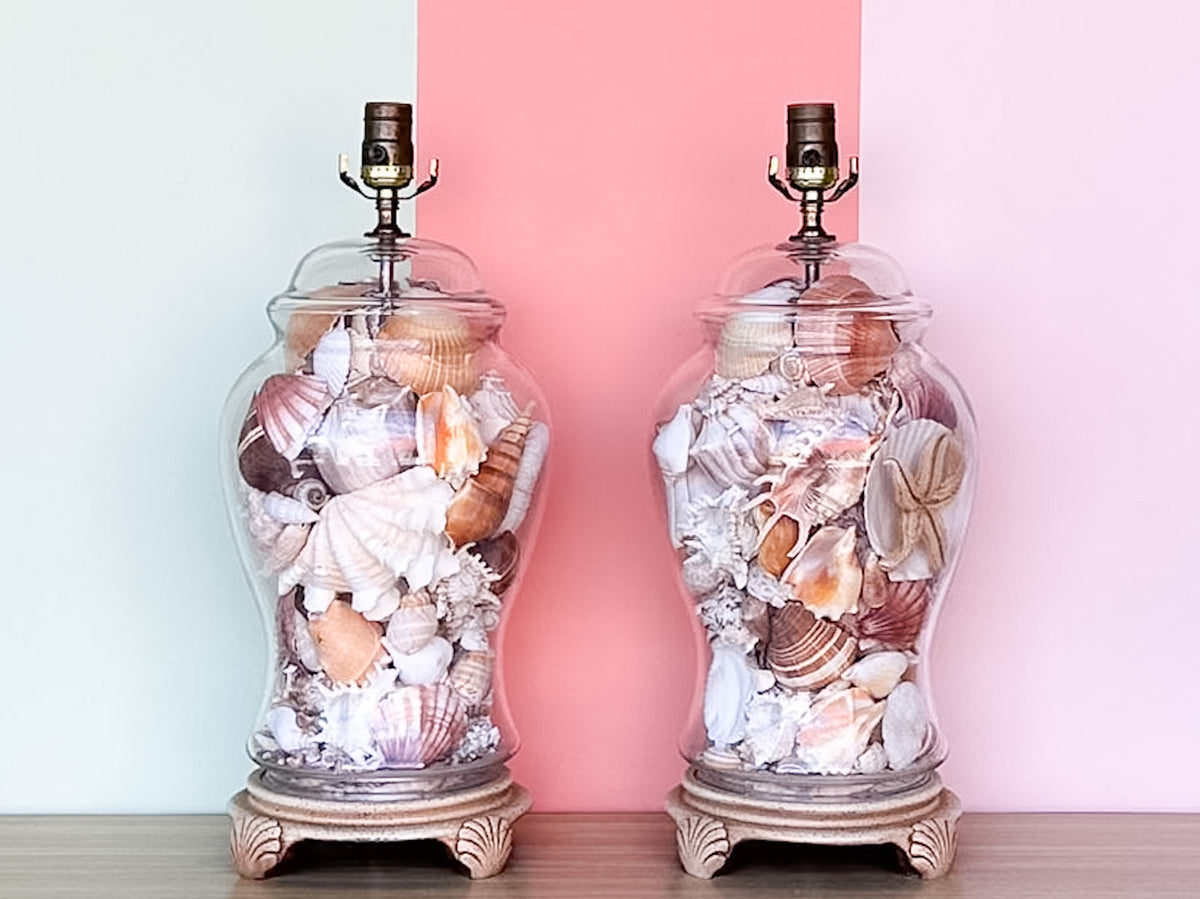 Pair of Old Florida Seashell Lamps