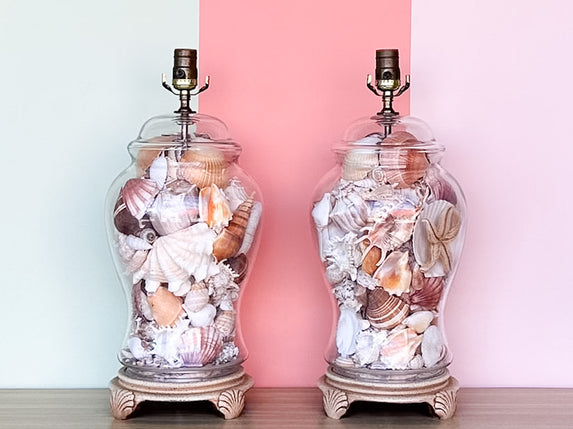 Pair of Old Florida Seashell Lamps