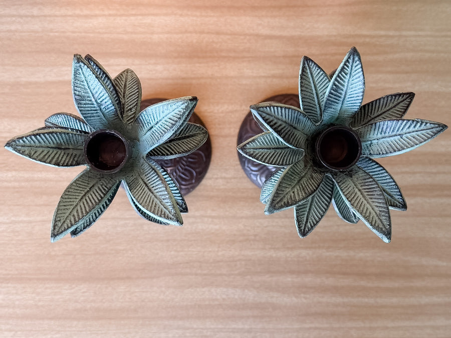 Pair of Palm Tree Candle Holders