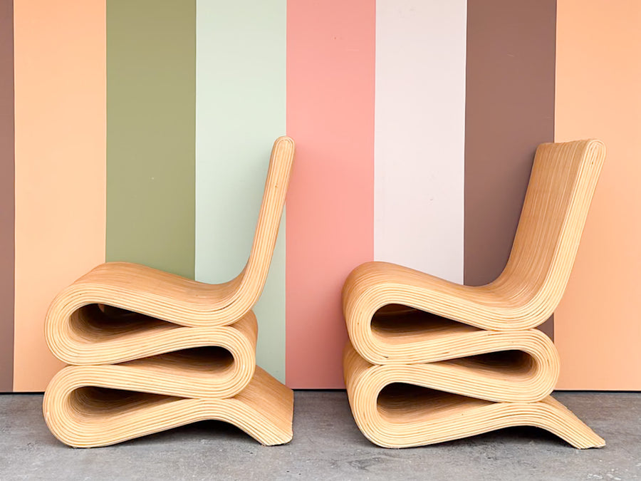 Pair of Coral Rattan Snake Chairs