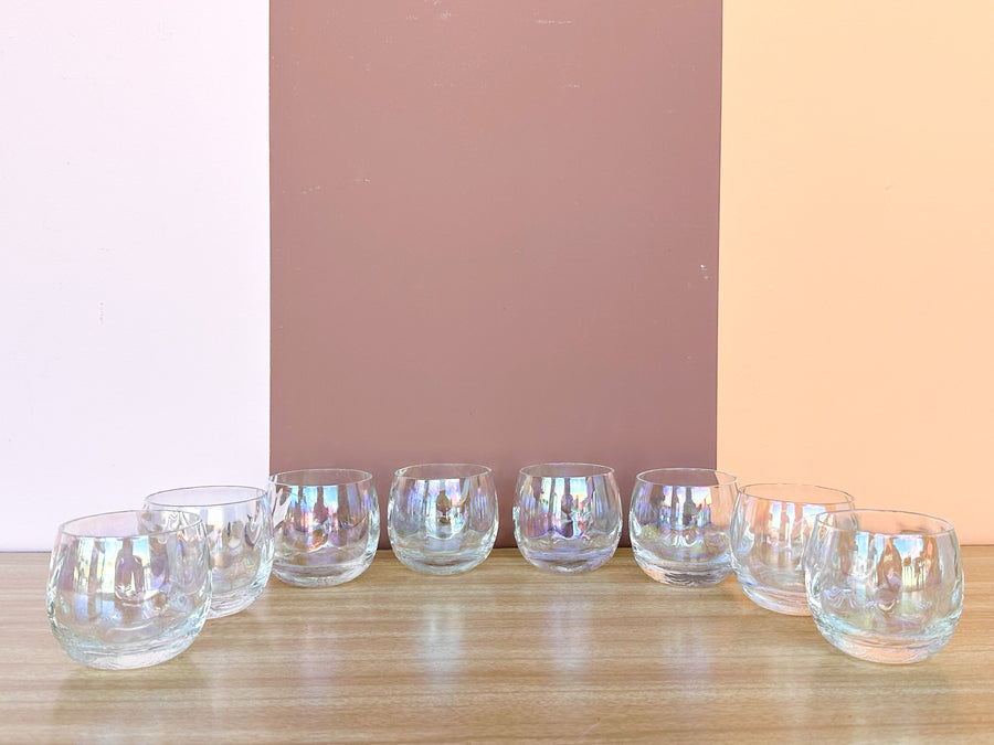 Iridescent Scalloped Punch Bowl Set