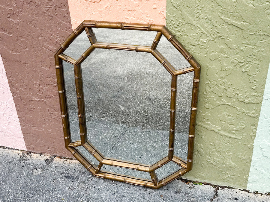Faux Bamboo Octagon Mirror