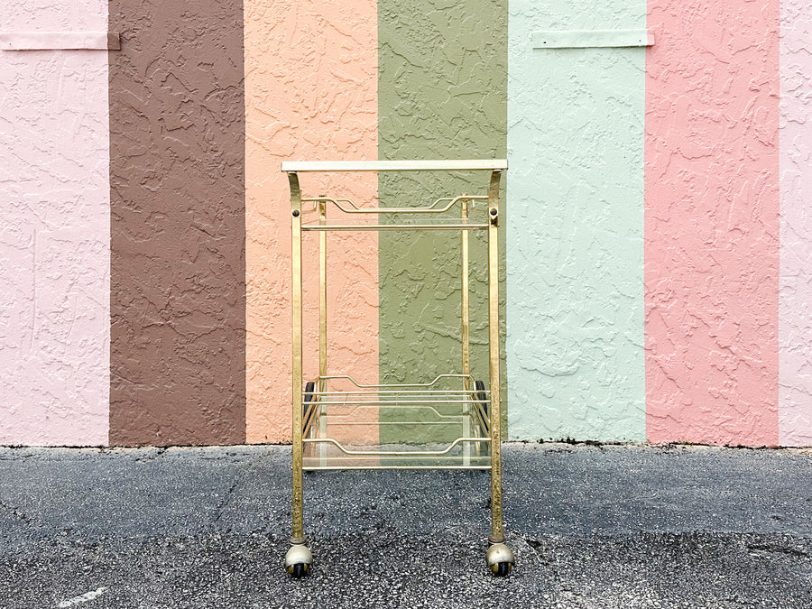 Hollywood Regency Style Metal Bar Cart