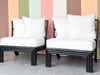 Pair of Curved Rattan Lounge Chairs