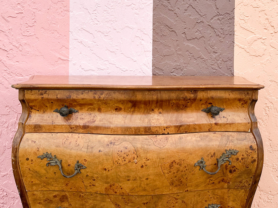 Italian Bombay Burl Wood Chest