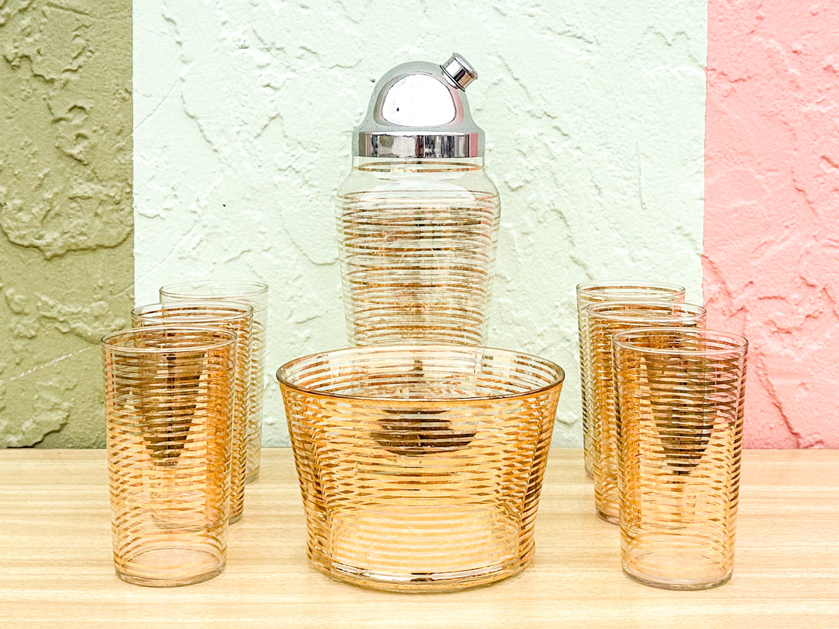 MCM Gold Striped Bar Set