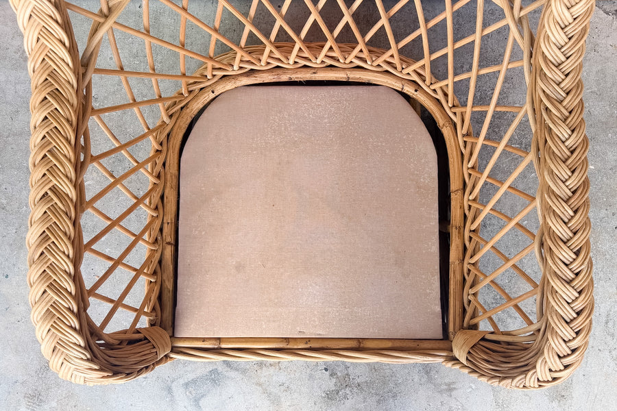 Braided Rattan Chair and Ottoman