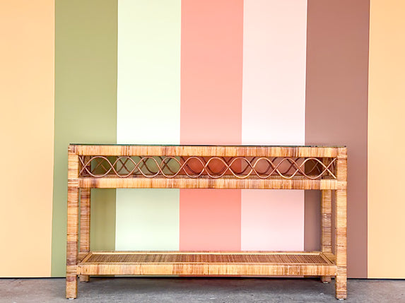 Coastal Rattan Wrapped Console