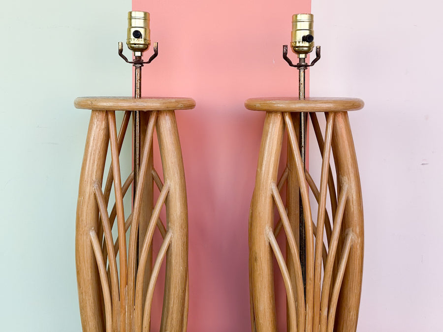 Pair of Island Style Rattan Lamps
