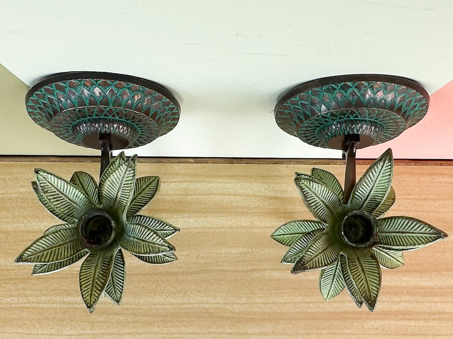 Pair of Palm Tree Wall Sconces
